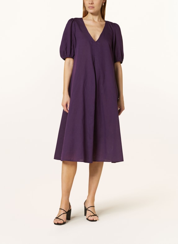 Phase Eight Dress LOTTY with linen DARK PURPLE