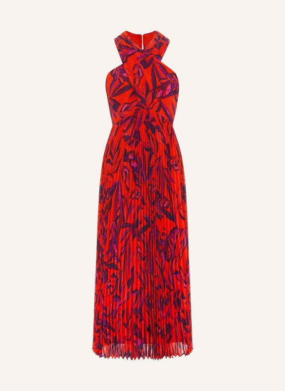 Phase Eight Pleated dress SORELLA with cut-out RED/ PURPLE/ DARK BLUE
