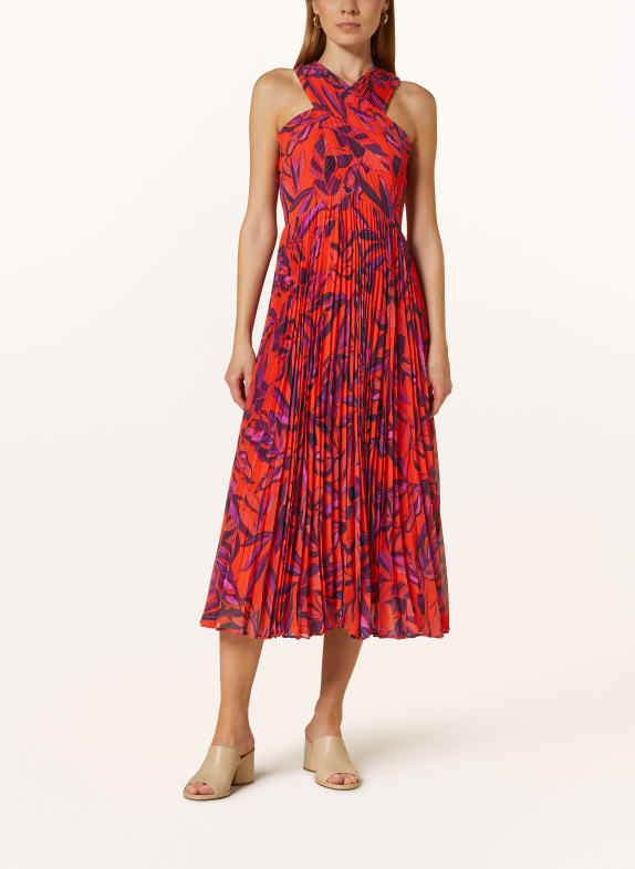 Phase Eight Pleated dress SORELLA with cut-out RED/ PURPLE/ DARK BLUE