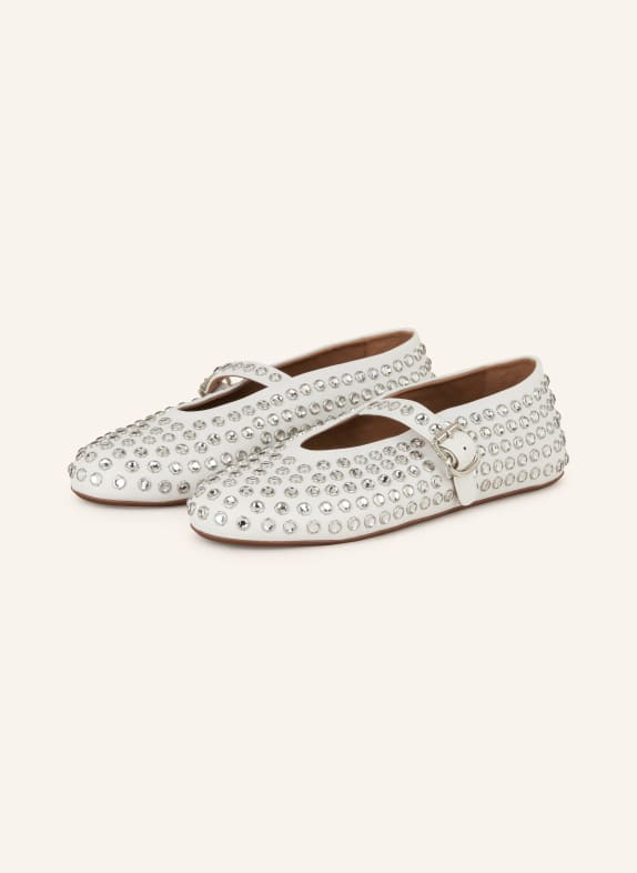 ALAÏA Ballet flats with decorative gems WHITE