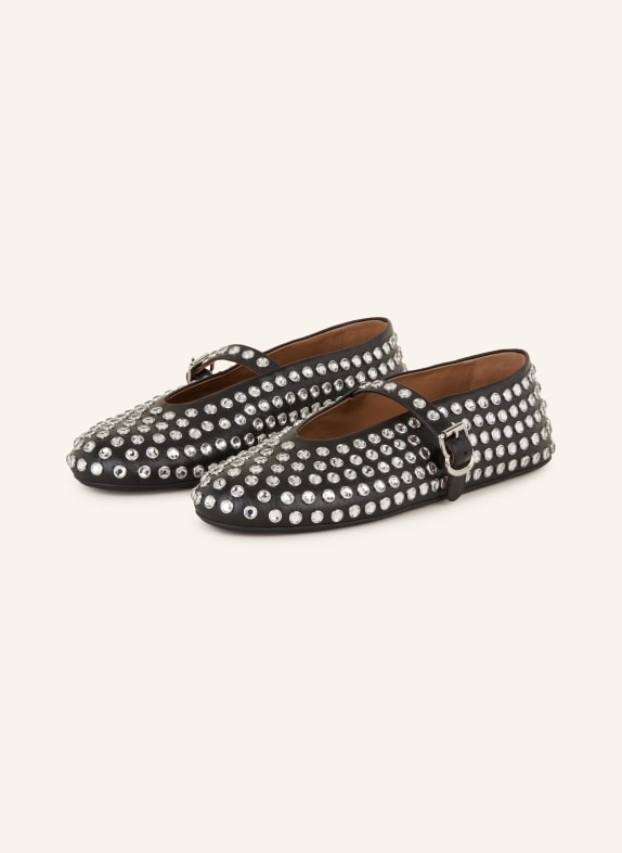 ALAÏA Ballet flats with decorative gems BLACK