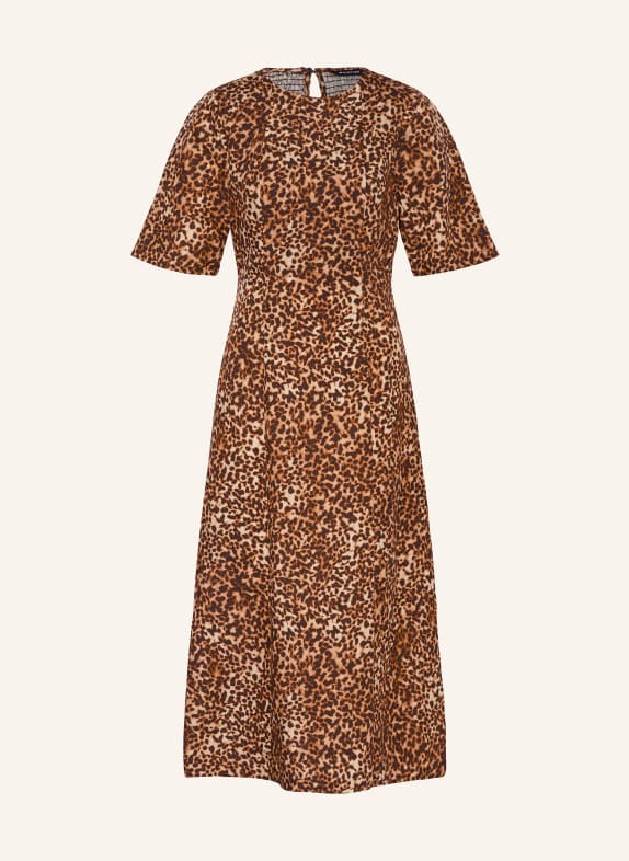 WHISTLES Dress VEDA with linen LIGHT BROWN/ DARK BROWN/ BROWN
