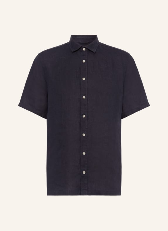 MAERZ MUENCHEN Short sleeve shirt modern fit in linen DARK BLUE