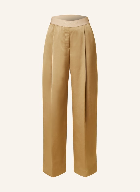 STINE GOYA Wide leg trousers in satin CAMEL