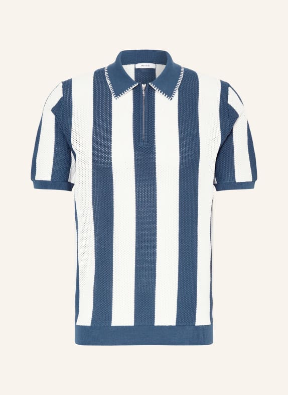 REISS Knitted polo shirt PAROS regular fit WHITE/ BLUE