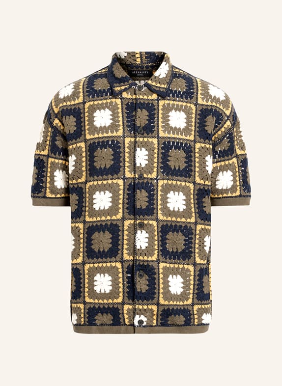 ALLSAINTS Knitted overshirt MANDON OLIVE/ DARK BLUE/ WHITE