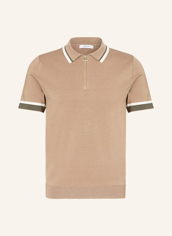 REISS Knitted polo shirt TAUPE