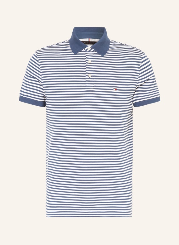 TOMMY HILFIGER Piqué-Poloshirt Slim Fit DUNKELBLAU/ WEISS