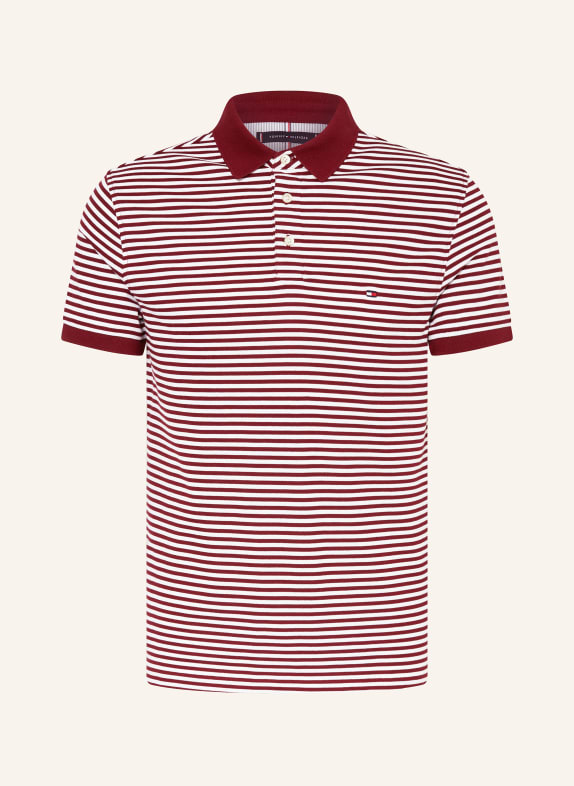 TOMMY HILFIGER Piqué-Poloshirt Slim Fit DUNKELROT/ WEISS