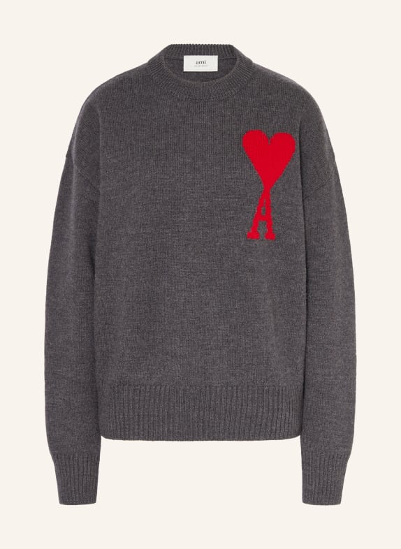 AMI PARIS Sweater  DARK GRAY/ RED