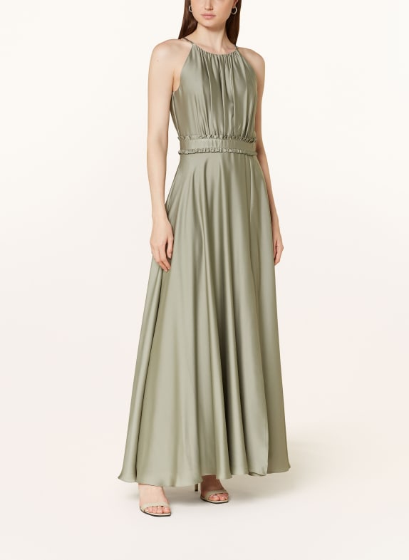 SWING Evening dress in satin LIGHT GREEN