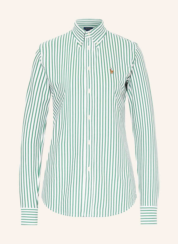 POLO RALPH LAUREN Shirt blouse made of piqué WHITE/ GREEN