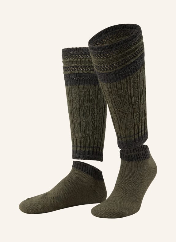 LUSANA Trachten socks WADLWÄRMER in merino wool 3002 jägeroliv/anthrazit