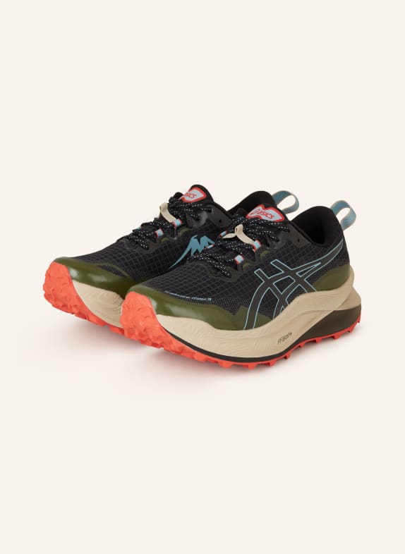 ASICS Trail running shoes TRABUCO MAX 3 OLIVE/ BLACK/ LIGHT BLUE