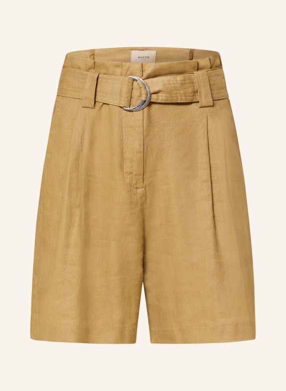 ROUGE VILA Paperbag shorts made of linen LIGHT BROWN