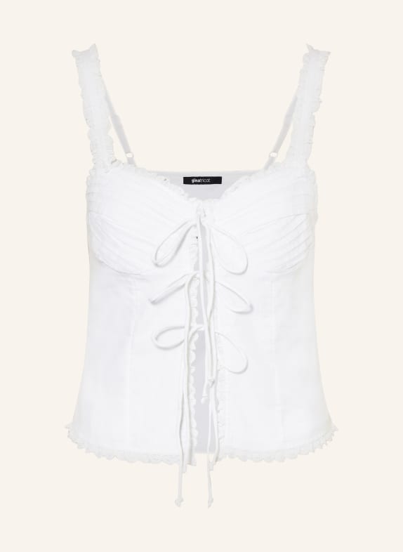 gina tricot Top mit Spitze WEISS
