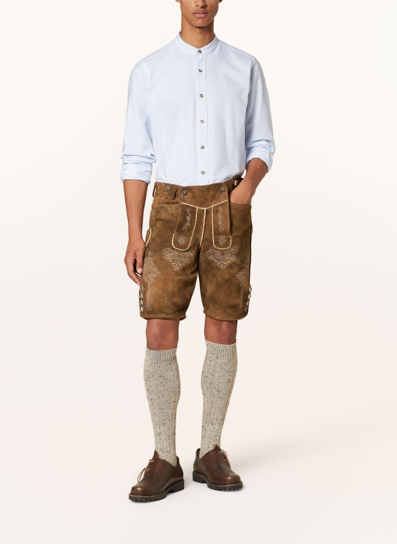 DU4 Traditionel skjorte HANSI Regular Fit med stående krave HVID / LYSEBLÅ