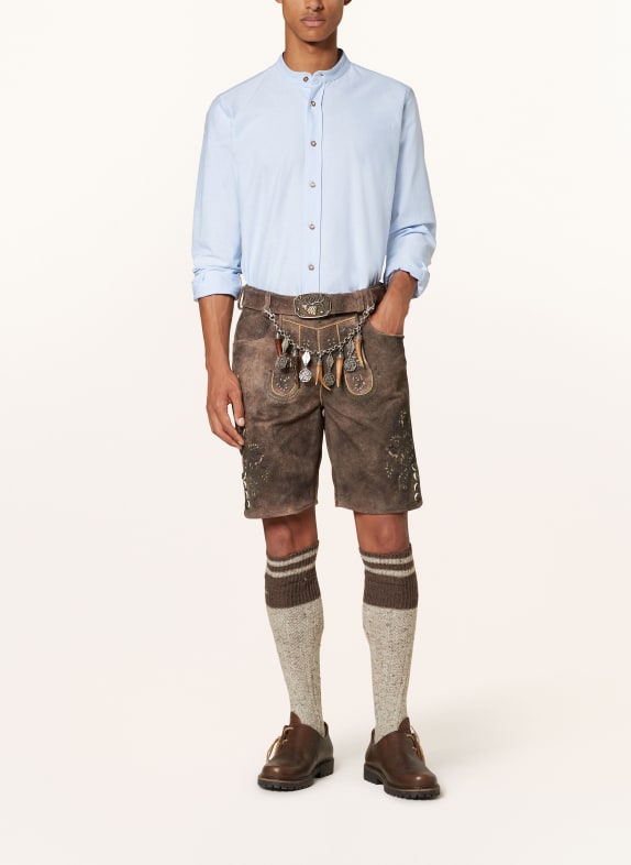 DU4 Traditionel skjorte HANSI Slim Fit med stående krave LYSEBLÅ