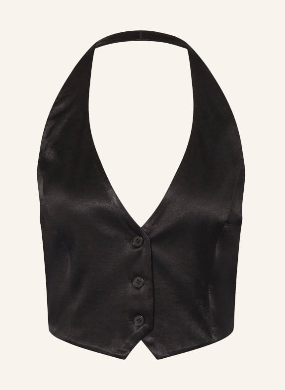 JUNE FRIDAYS Cropped top in satin BLACK