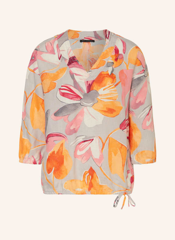 Betty Barclay Shirt blouse made of linen with 3/4 sleeves LIGHT GRAY/ ROSE/ ORANGE