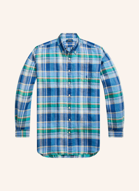 POLO RALPH LAUREN Big & Tall Linen shirt regular fit BLUE/ GREEN