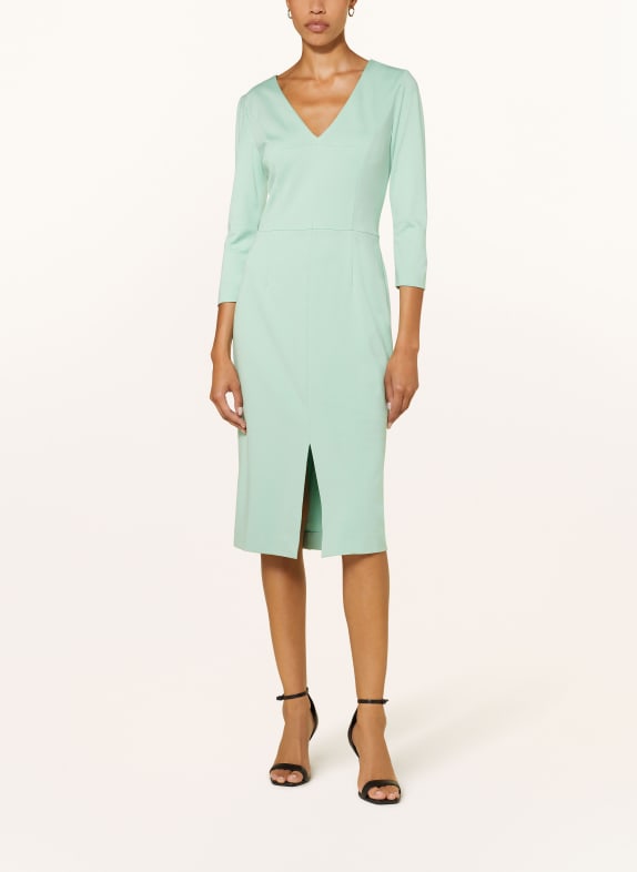 HUGO Sheath dress KALAMARA-2 with 3/4 sleeves LIGHT GREEN