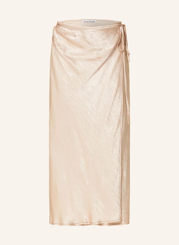 Acne Studios Zavinovací sukně ze saténu BÉŽOVÁ