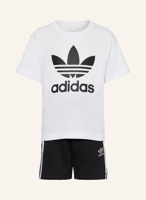 adidas Originals Zestaw: T-shirt i szorty dresowe BIAŁY/ CZARNY