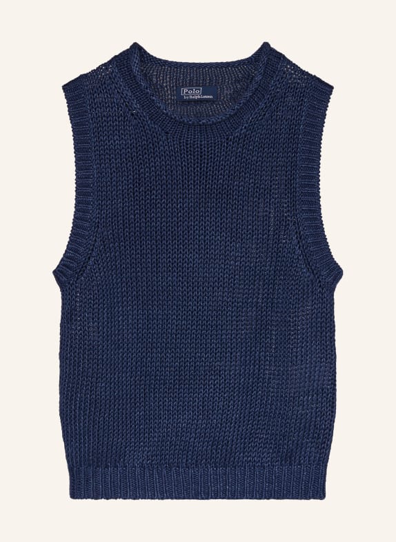 POLO RALPH LAUREN Linen sleeveless sweater DARK BLUE