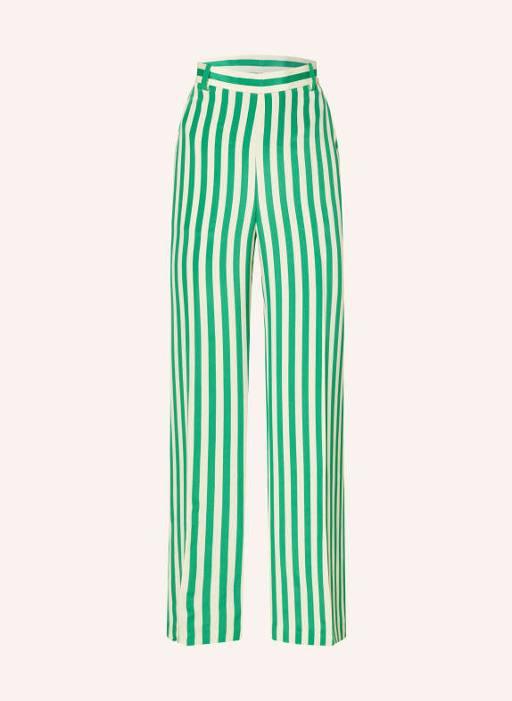 POLO RALPH LAUREN Wide leg trousers made of silk WHITE/ GREEN