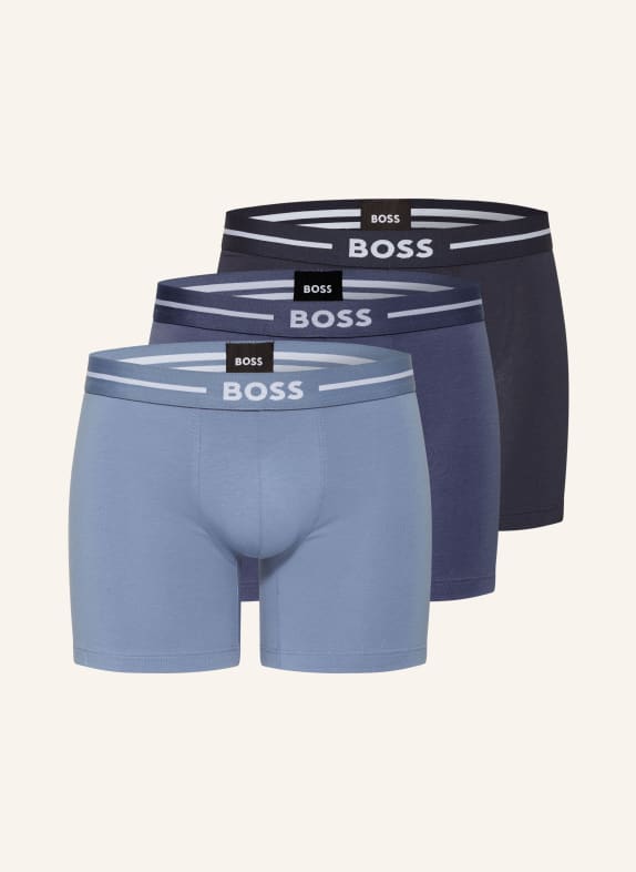 BOSS 3-pack boxer shorts LIGHT BLUE/ DARK BLUE/ BLUE GRAY