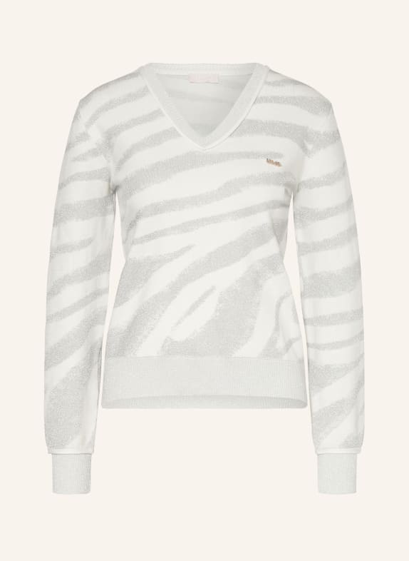 LIU JO Pullover mit Glitzergarn WEISS/ SILBER