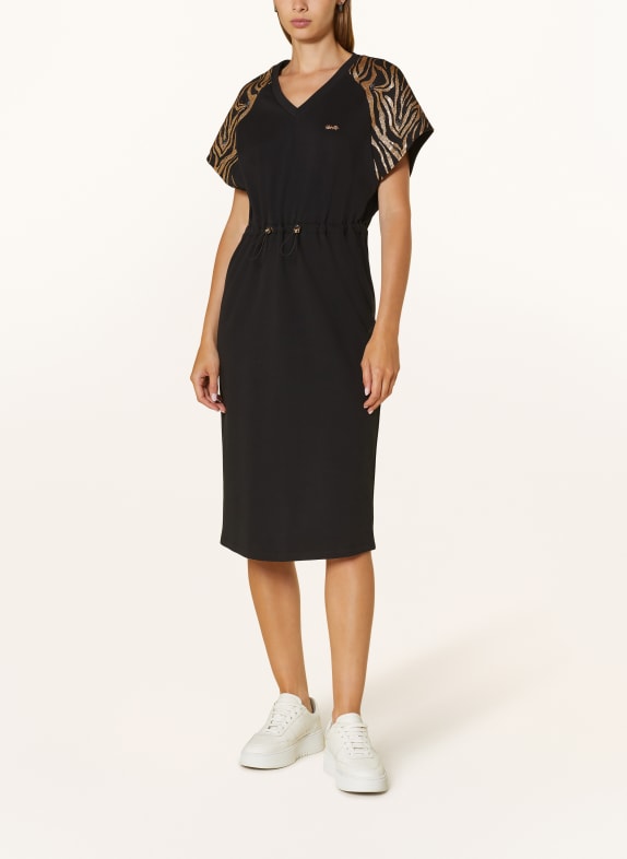 LIU JO Jersey dress with decorative gems BLACK/ GOLD