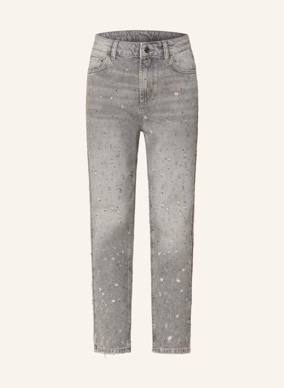 LIU JO Straight jeans with decorative gems 87402 Den.Grey rocky wash