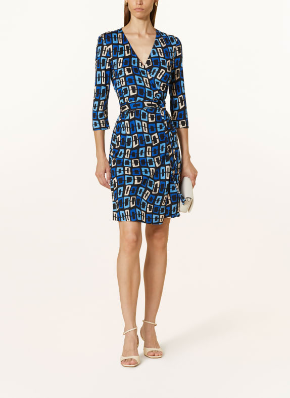 DIANE VON FURSTENBERG Wrap dress NEW JULIAN made of silk with 3/4 sleeves DARK BLUE/ BLUE/ LIGHT BLUE