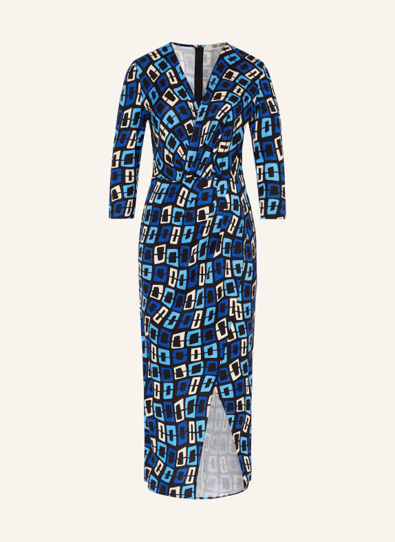 DIANE VON FURSTENBERG Jerseykleid MALISA in Wickeloptik mit 3/4-Arm BLAU/ CREME/ SCHWARZ