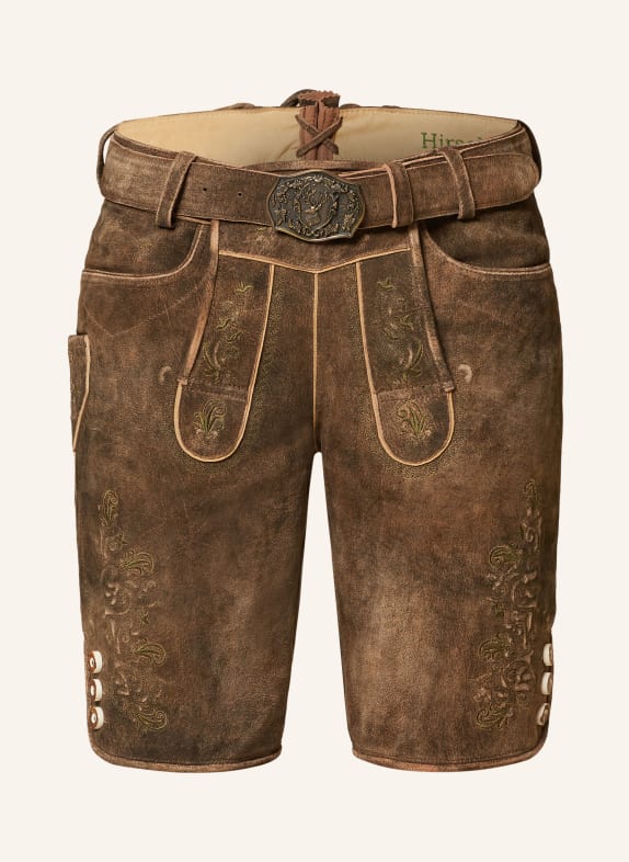 HIRSCHER Spodnie skórzane w stylu ludowym VILLACH CIEMNOBRĄZOWY