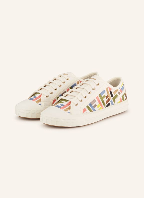 FENDI Sneakersy DOMINO KREMOWY/ ZIELONY/ ŻÓŁTY