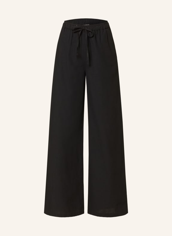 mavi Wide leg trousers with linen BLACK