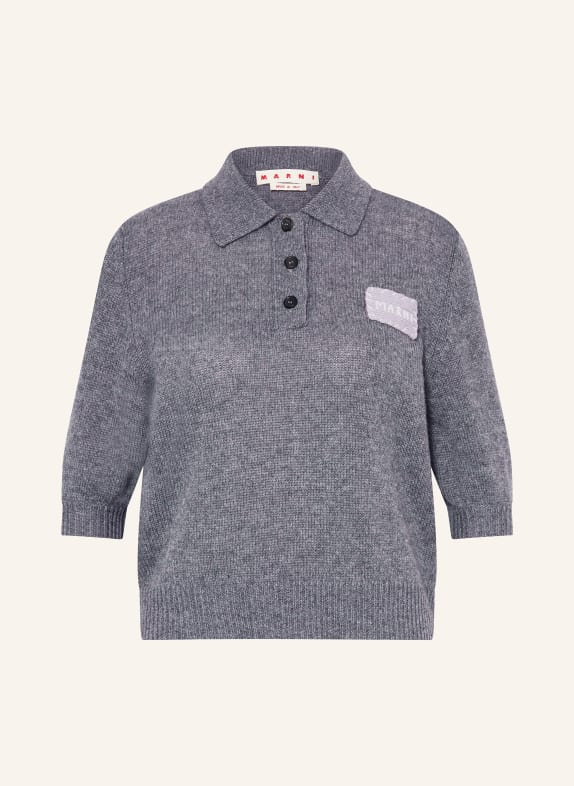 MARNI Knitted polo shirt in cashmere GRAY