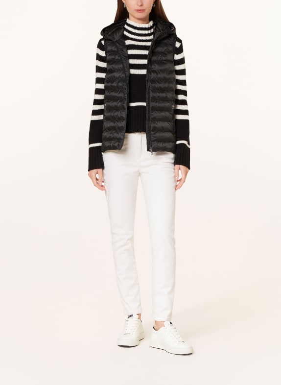 TOMMY HILFIGER Quilted vest with removable hood BLACK