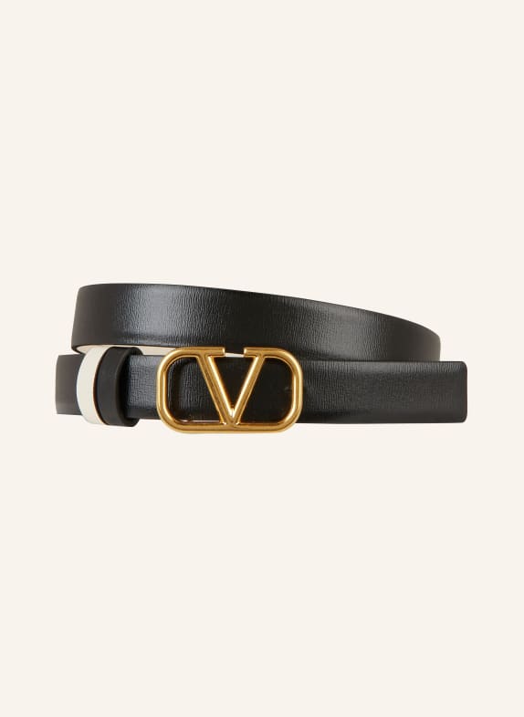 VALENTINO GARAVANI Reversible leather belt VLOGO SIGNATURE BLACK/ ECRU