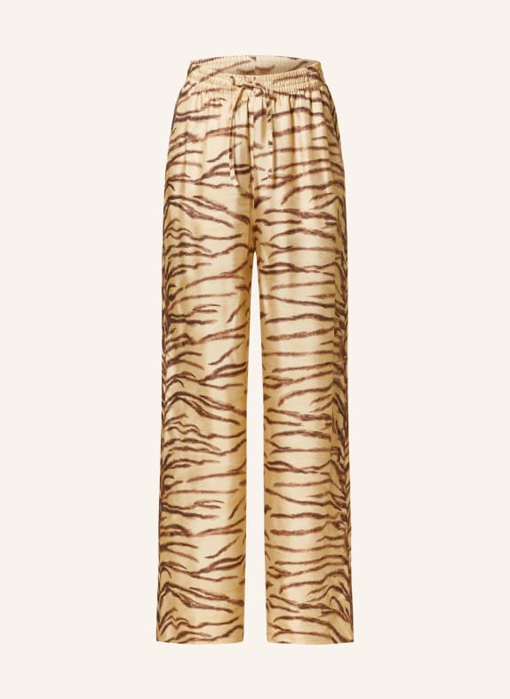 STELLA McCARTNEY Wide leg trousers made of silk BROWN/ DARK BROWN/ LIGHT BROWN