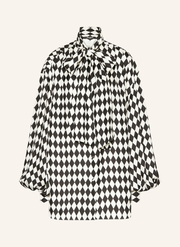BALMAIN Seidenbluse mit Schluppe SCHWARZ/ ECRU