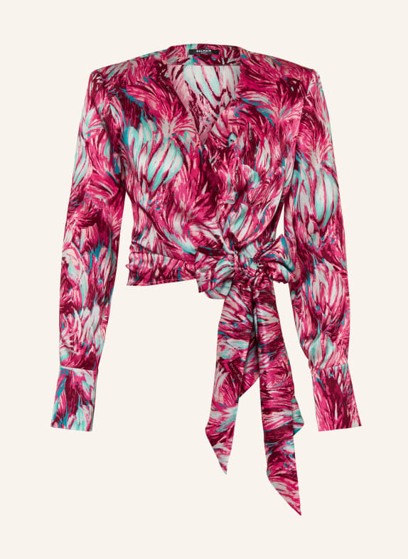 BALMAIN Wrap blouse made of silk FUCHSIA/ TURQUOISE/ PINK