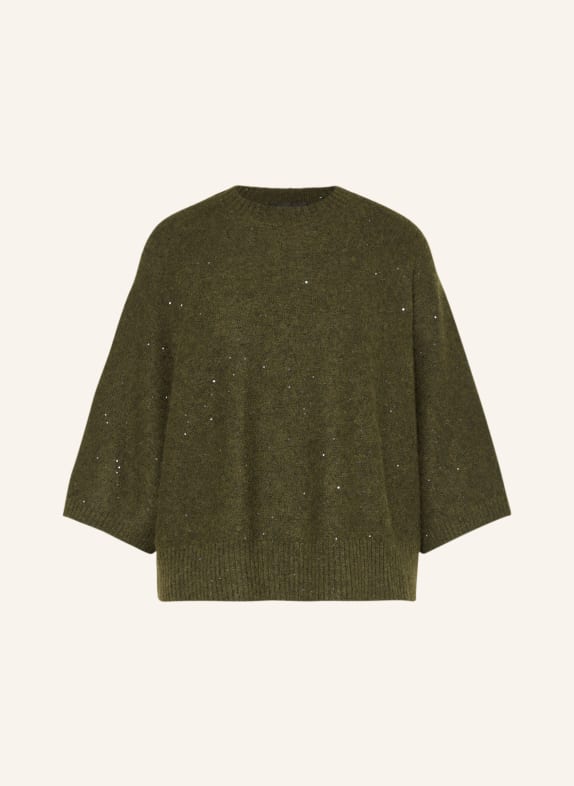 FABIANA FILIPPI Sweater with 3/4 sleeve and sequins DARK GREEN