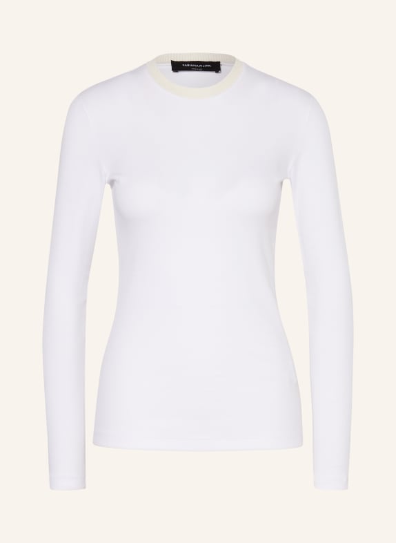 FABIANA FILIPPI Long sleeve shirt with glitter thread WHITE