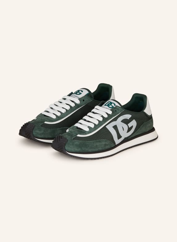 DOLCE & GABBANA Sneakersy DRAGON ZIELONY/ BIAŁY