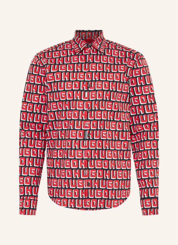 HUGO Shirt ERMO casual slim fit RED/ BLACK/ MINT