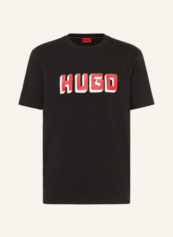 HUGO T-shirt DAQERIO CZARNY/ CZERWONY/ MIĘTOWY